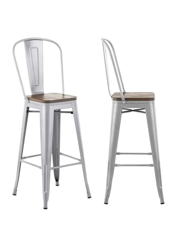 mecor Metal Bar stools Set of 4 with Removable Bac...