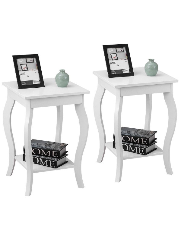 Gymax Set of 2 Accent Side Table Sofa End Table Ni...