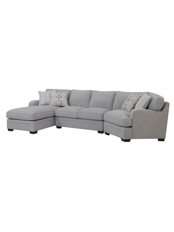 Emerald Home Analiese Linen Gray Sectional, with Pillows, Track Arms, Welt Seaming, And Block Feet