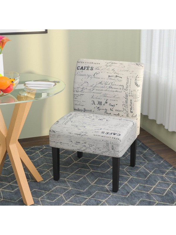 Mecor Modern Armless Accent Chairs Set of 2, Upholstered Fabric Dining Chairs w/Solid Wood Legs for Dining Living Room Sofa - Letter Print